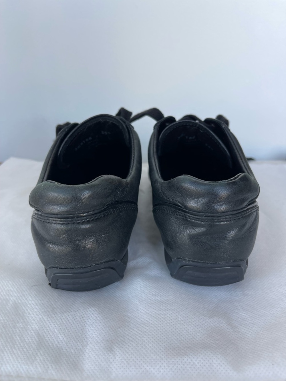 Prada Montecarlo Logo Plaque Black Leather Low-Top Lace Up Trainers 35.5 - Picture 8 of 15